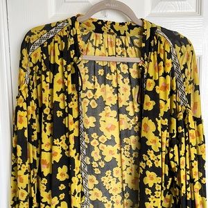 Free People - long sleeve floral tunic - yellow and black florals